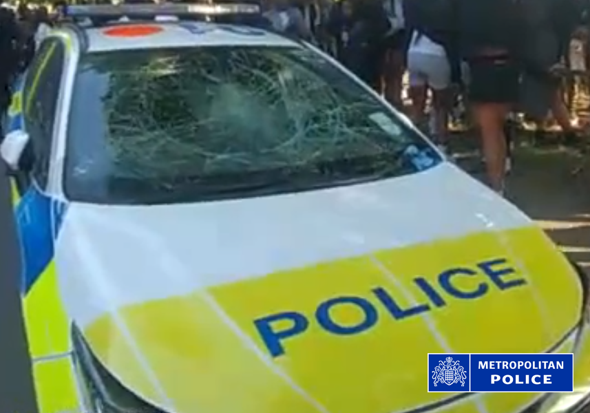 Police Appeal After A Police Car Was Vandalized In Clapham